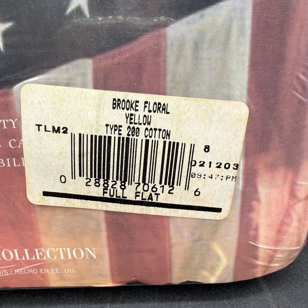 Vtg NIP NEW Ralph Lauren Brooke Floral Flat Sheet Full Yellow Cotton Cottage - Picture 5 of 6